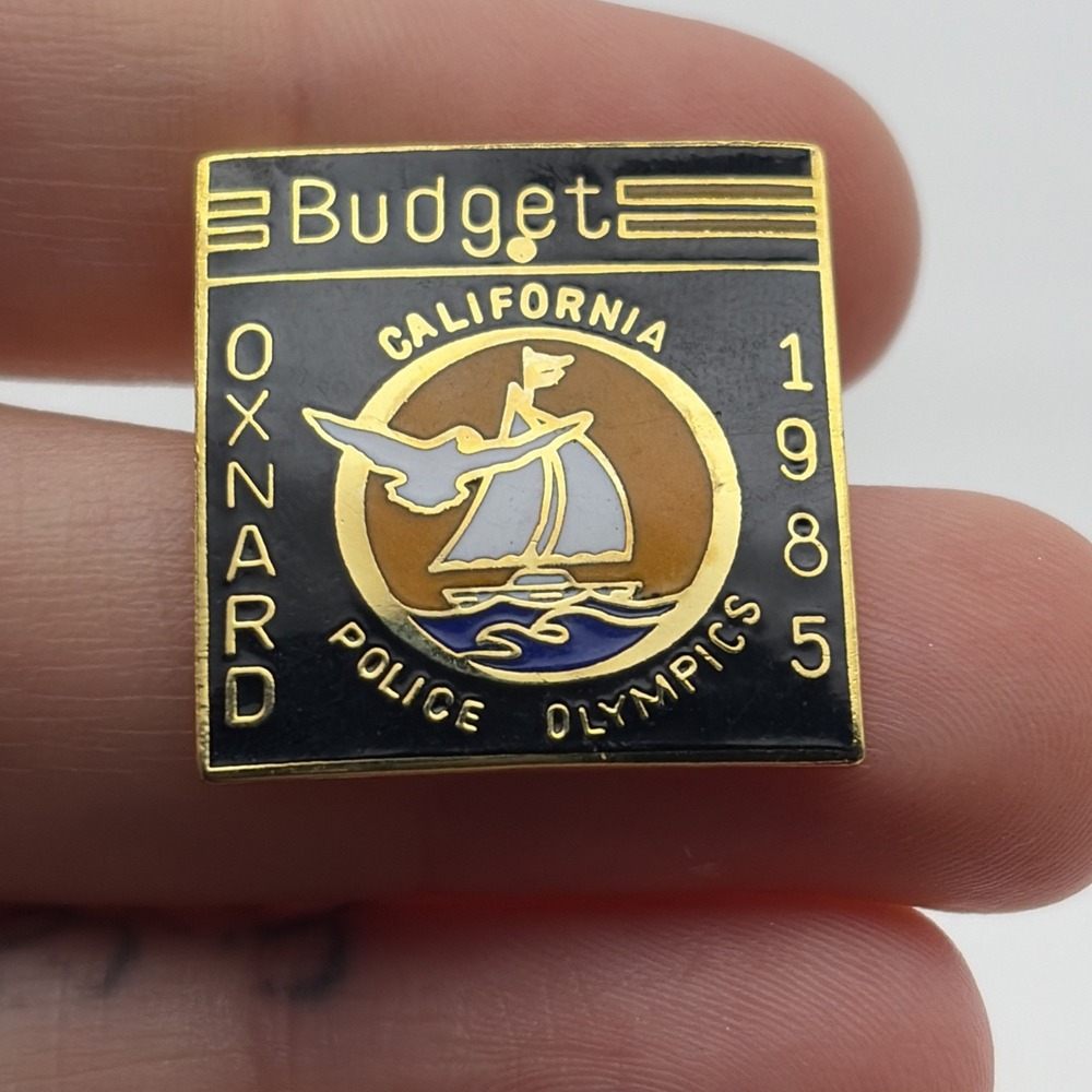 1985 Oxnard California Police Olympics Budget Rental Cars Sponsor Lapel Hat Pin